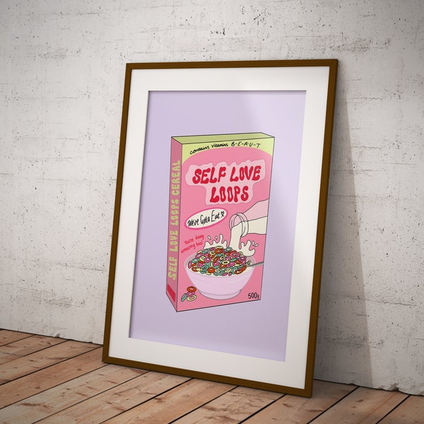 Self Love Loops Print - Illustrated Inspiring Wall Art -  Cereal Box
