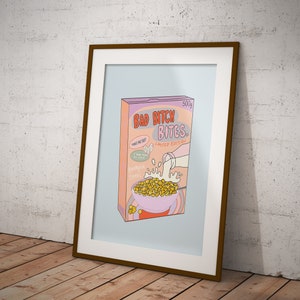 Bad Bitch Bites Print - Digital Illustration Cereal Box - Wall Art A4