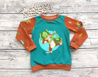 Sweater Pettersson and Findus - Little Findus and the Mucklas - Sweater for girls and boys rust/petrol