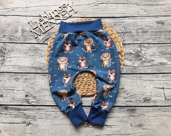 Bloomers/baby pants lion & tiger - children's pants for girls and boys blue with animals
