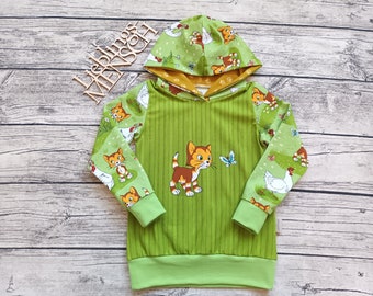Hoodie Pettersson and Findus with the chickens - sweater for girls and boys green/mustard/brown