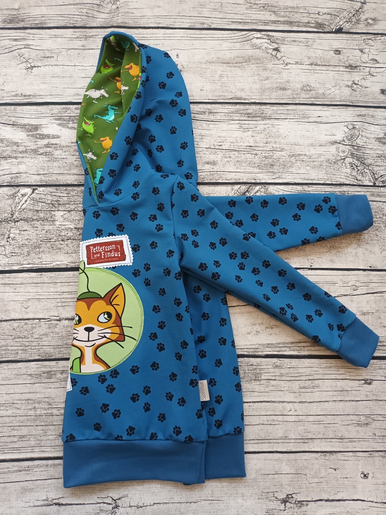 SINGLE ITEM Size 110 Findus and the Mucklas Pettersson and Findus sweater for girls and boys blue/green image 7