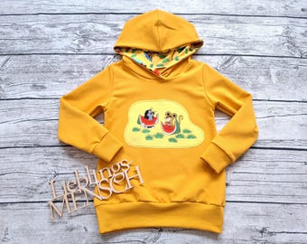 EINZELSTÜCK Größe 110 Hoodie Pauli der kleine Maulwurf Melone - Kapuzenpullover für Mädchen und Jungs