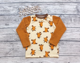 Langarmshirt die Maus - Pullover für Mädchen und Jungs mausorange/braun