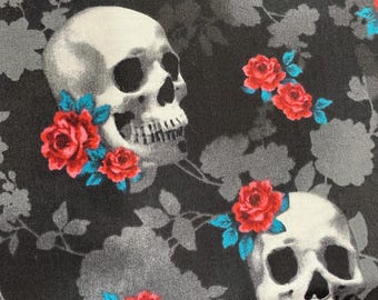 Skulls and Roses 100% cotton for Joann Fabric designed in Hudson, OH  sold BTY