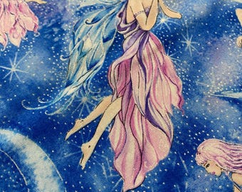 100% cotton Timeless Treasures blue Fairy fabric sold BTY