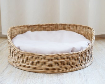 round wicker dog bed