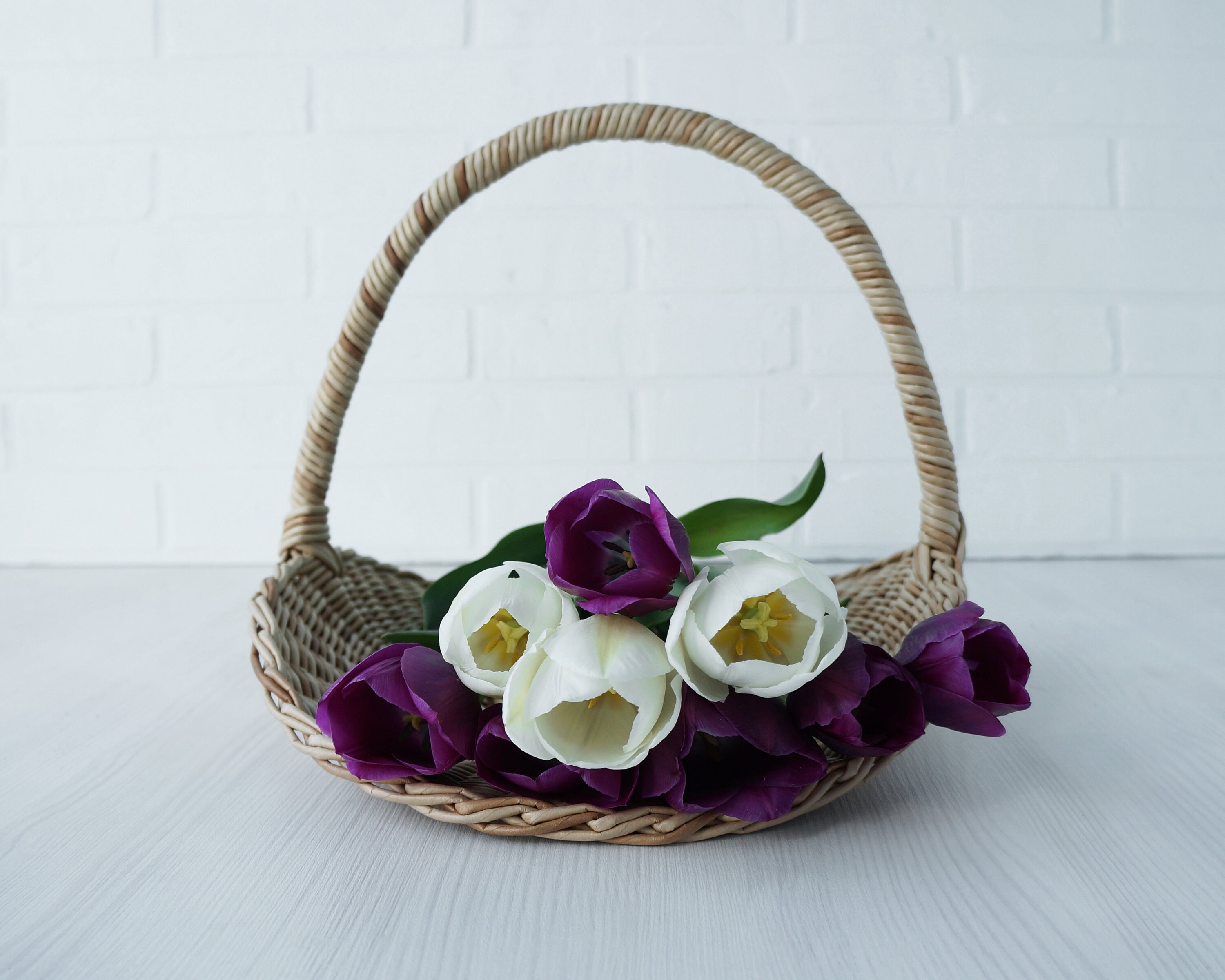 Wicker basket for flower with handle Gathering rustic basket Etsy