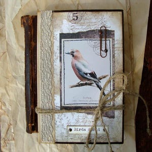 Journal des ordures sur le thème des oiseaux, livre d'ordure fait main à couverture rigide