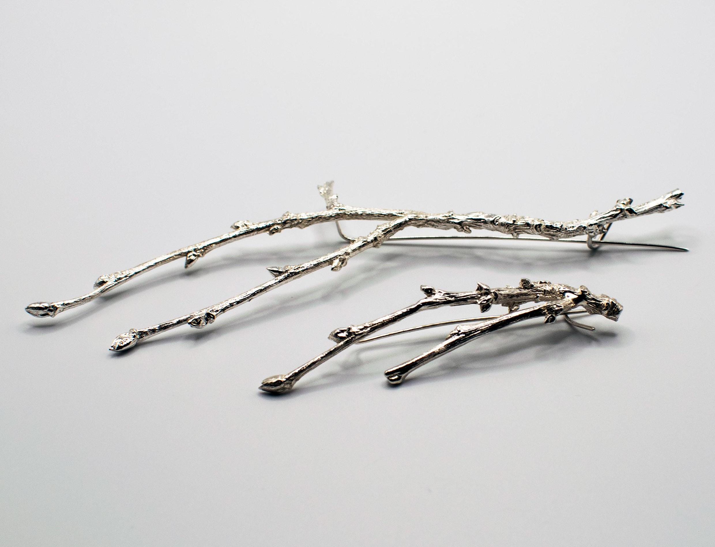 Handmade Sterling Silver Olive Branch Brooch: Botanical Twig Pin - Etsy