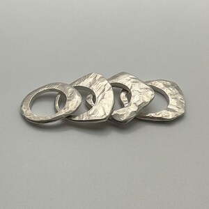 set of four solid silver chunky stack rings