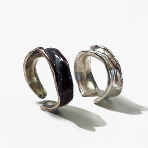 Conjunto de anillos bicolor de plata de ley, bandas minimalistas hechas a mano