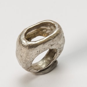 Large Contemporary Art Ring, Statement Ring, Geometric Ring, Organic Silver Ring, Unique Ring, Boho Ring, Silver Ring for Women, Men Ring