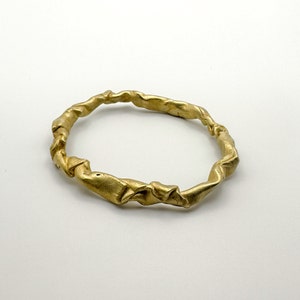 Solid Gold Bronze Bangle, Tribal Style Wide Bracelet