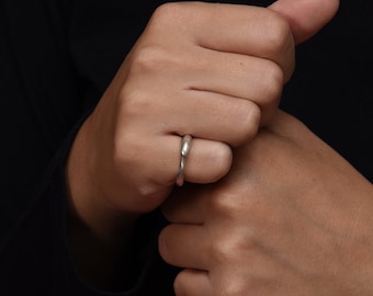 Alledaagse zilveren band ring, gewone band ringen, dikke zilveren ring, zilveren modernistische ring, stapelen zilveren ring, ringen voor mannen, trouwringen