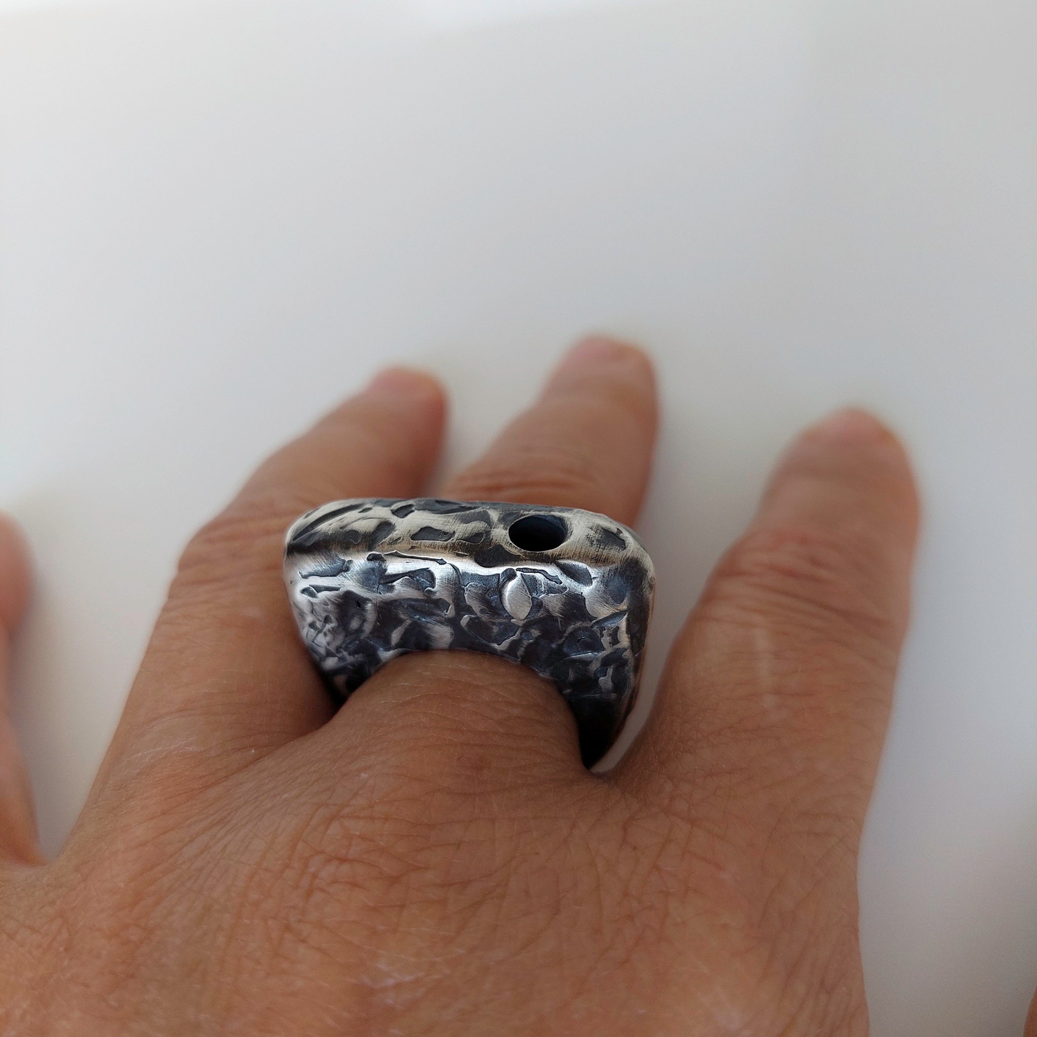 Hammered Sterling Silver Dome Ring, Chunky Geometric Statement Ring - Etsy