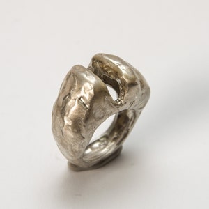 Hammered Sterling Silver Chunky Ring: Organic Boho Statement Ring