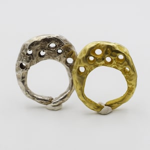 Stapelringe, 2er Set, Massiver Sterling Silber Ring und Polierter Messing Ring, Offener Ring, Stapelring, Stapelring, Stapelring