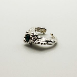Polsino per orecchie in argento con zircone, orecchini per polsini per le orecchie, polsini per orecchie senza piercing, corpo alternativo, gioielli per il corpo in argento, polsino a conchiglia, polsini per orecchie etnici