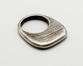 Large Sterling Silver Geometric Ring: Chunky Silver Jewelry