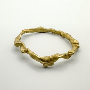 Handmade Solid Bronze Bangle Bracelet, Tribal Style, Wide Boho Cuff