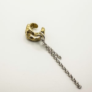 Polsini per orecchie a catena, orecchini per polsini per orecchie in bronzo, polsini per orecchie senza piercing, corpo alternativo, gioielli per il corpo in argento, polsini a conchiglia, polsini per orecchie etnici