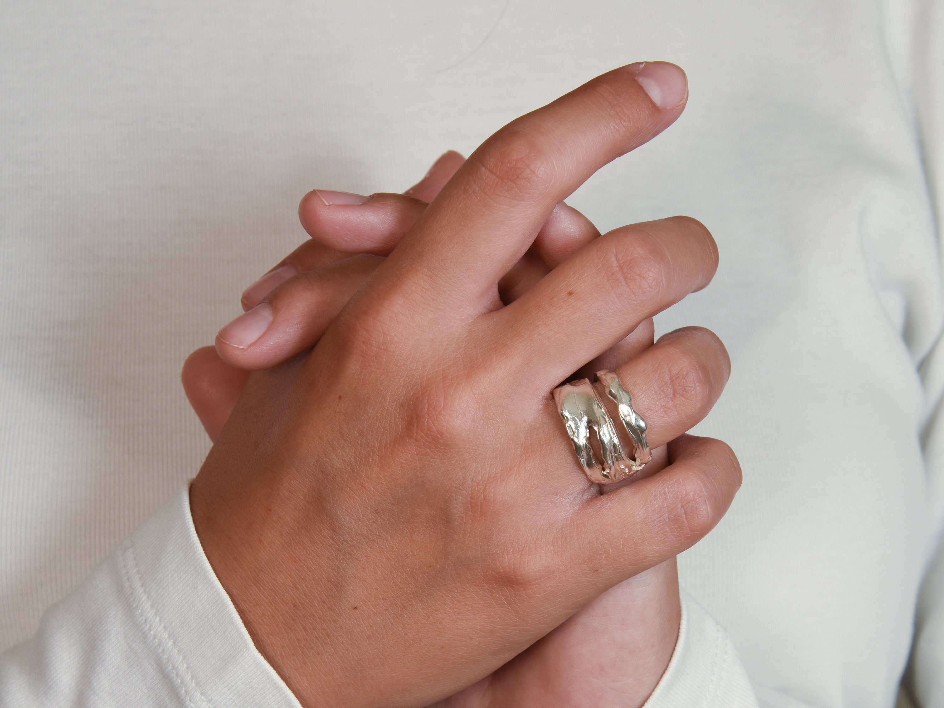 Melted Silver Ring - Etsy