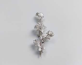 Sterling Silver Branch Brooch, Botanical Women Brooch, Nature Inspired Jewelry, Minimalist, Modern Brooch, Contemporary Art Jewelry