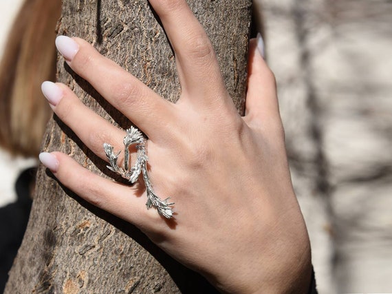 Silver Branch Ring, Tree Style Ring, Sterling Silver Nature Ring, Twig Ring,  Chunky Ring, Silver Handmade Jewelry, Women's Wide Ring 