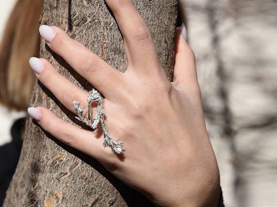 Silver Branch Ring, Tree Style Ring, Sterling Silver Nature Ring, Twig Ring,  Chunky Ring, Silver Handmade Jewelry, Women's Wide Ring 