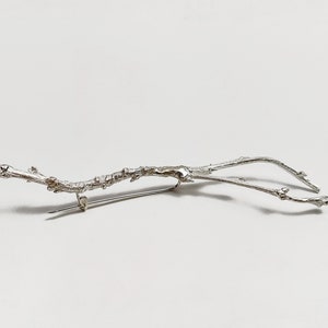 Botanical Brooch, Sterling Silver Handmade Twig Pin, Silver Branch Brooch, Minimalist, Modern Botanical Jewelry, Contemporary Art Jewelry
