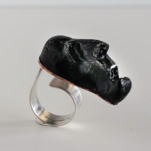 Dark Art Jewelry, Sculpture Ring, Human Face Ring, Clay Sculpture Ring, Artisan Jewelry, Adjustable Sterling Silver Band Ring, Handmade