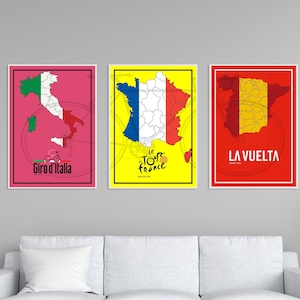 Tour de France Poster Set Tour de France Print Set Canvas Set Tour de France Giro d'Italia Vuelta a Espana wall art ciclismo idea regalo