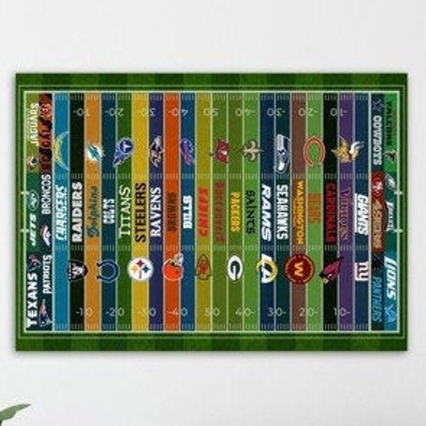 NFL Print Canvas Poster, NFL teams poster, NFL wall art, nfl fan gift idea, nfl poster decor, nfl man cave gift, nfl gift print poster art