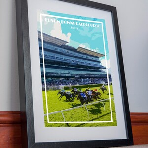 Epsom Downs Print Leinwand Poster Epsom Derby Racecourse Pferderennen Bild Urlaub Geschenk Sport Dekor Retro Kunst Reise Vintage Wall Glücksspiel