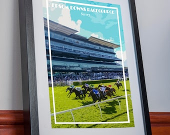 Epsom Downs Print Canvas Poster Epsom Derby Racecourse horse racing Picture Holiday Gift Sport Decor Retro Art Travel Vintage Wall gambling