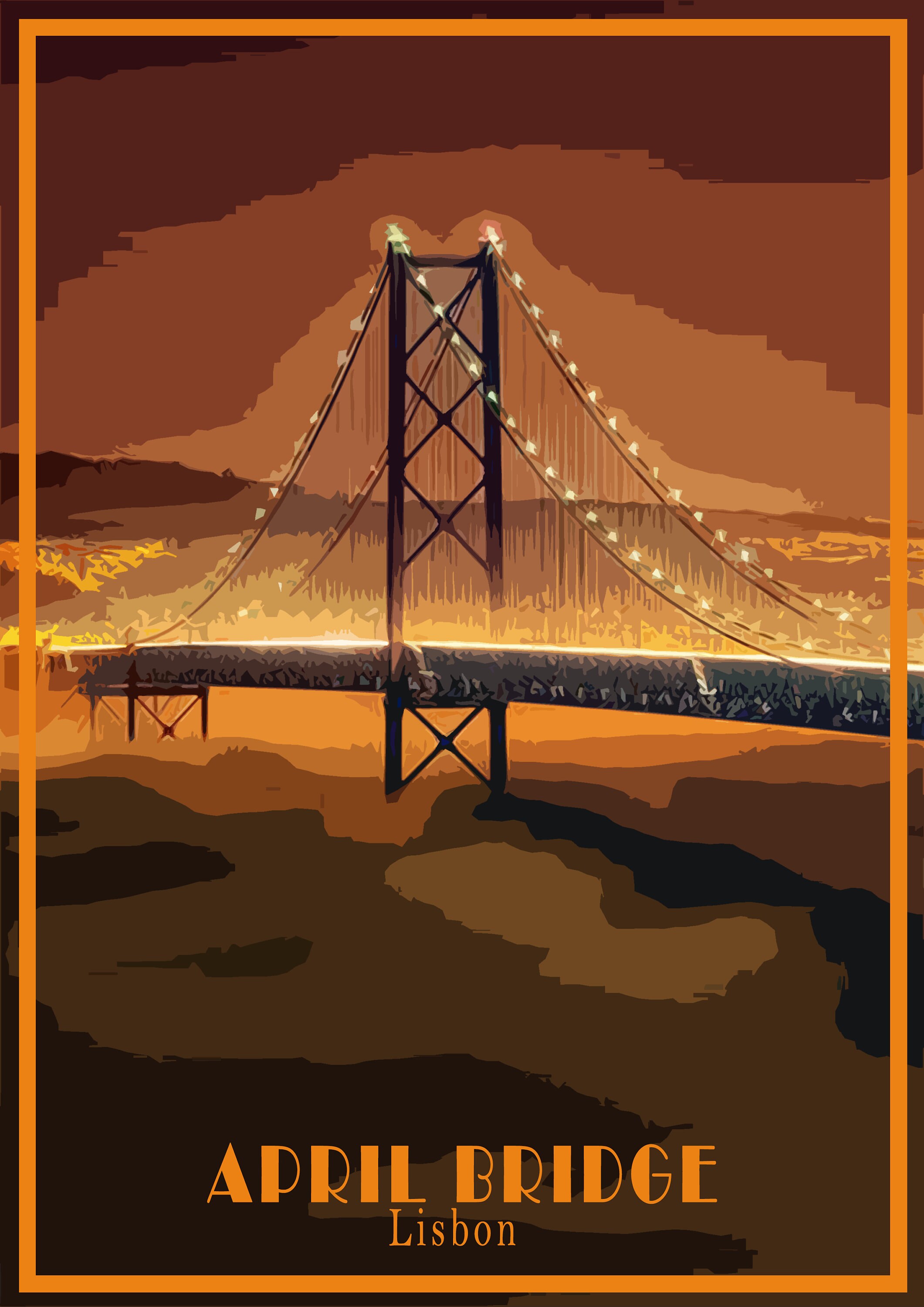 Lisbon Print Poster Portugal April Bridge Vintage Travel Etsy UK