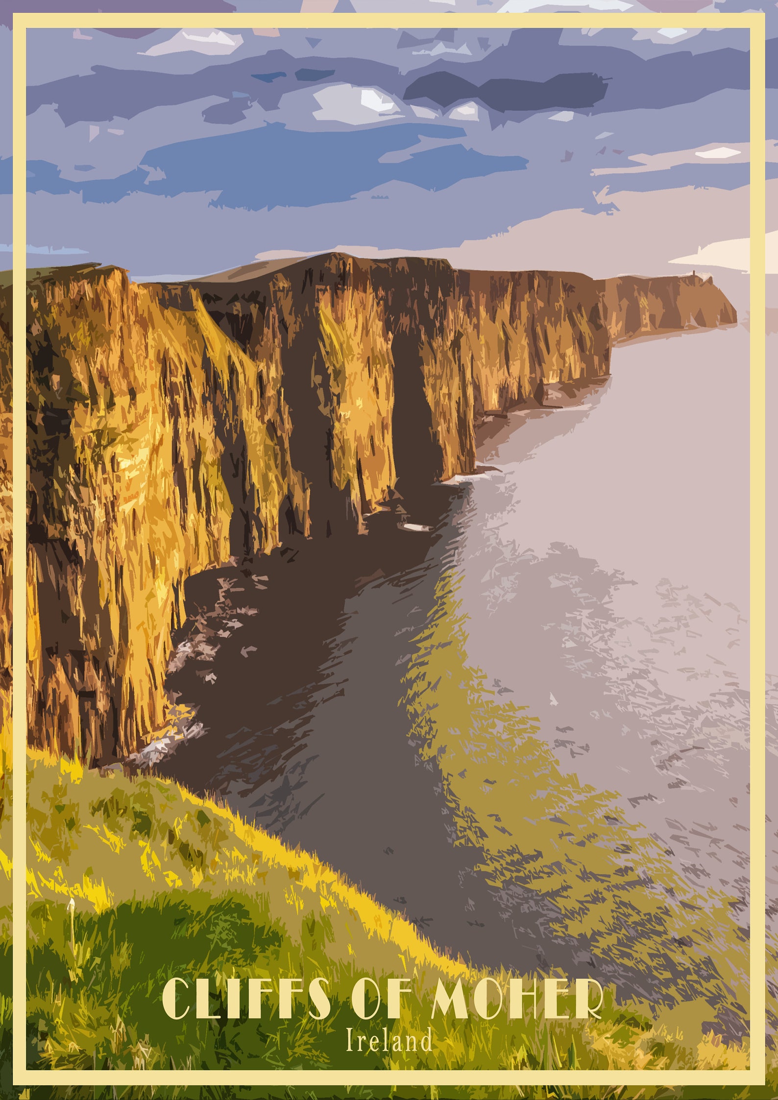 Cliffs of Moher Print Poster Ireland Canvas Vintage Poster Etsy