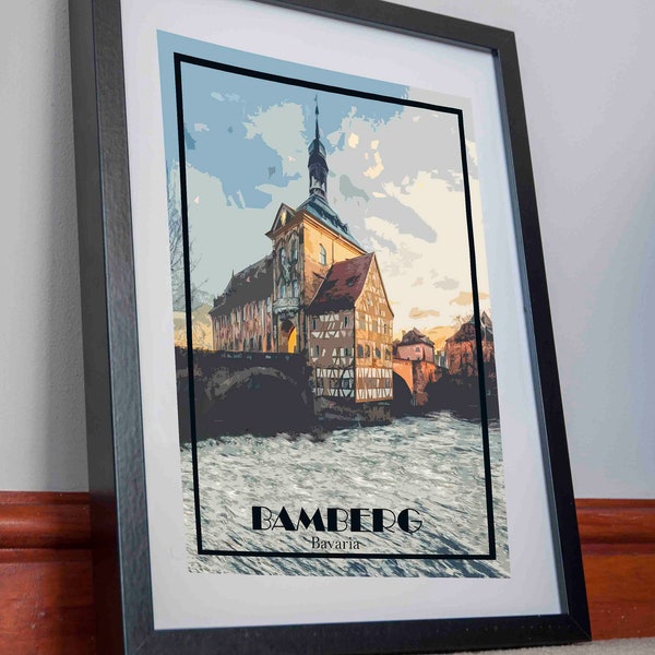 Bamberg Print Poster canvas Germany Vintage Travel Poster Wall Art Decor Affiche Picture Holiday Gift Souvenir Poster Deutschland