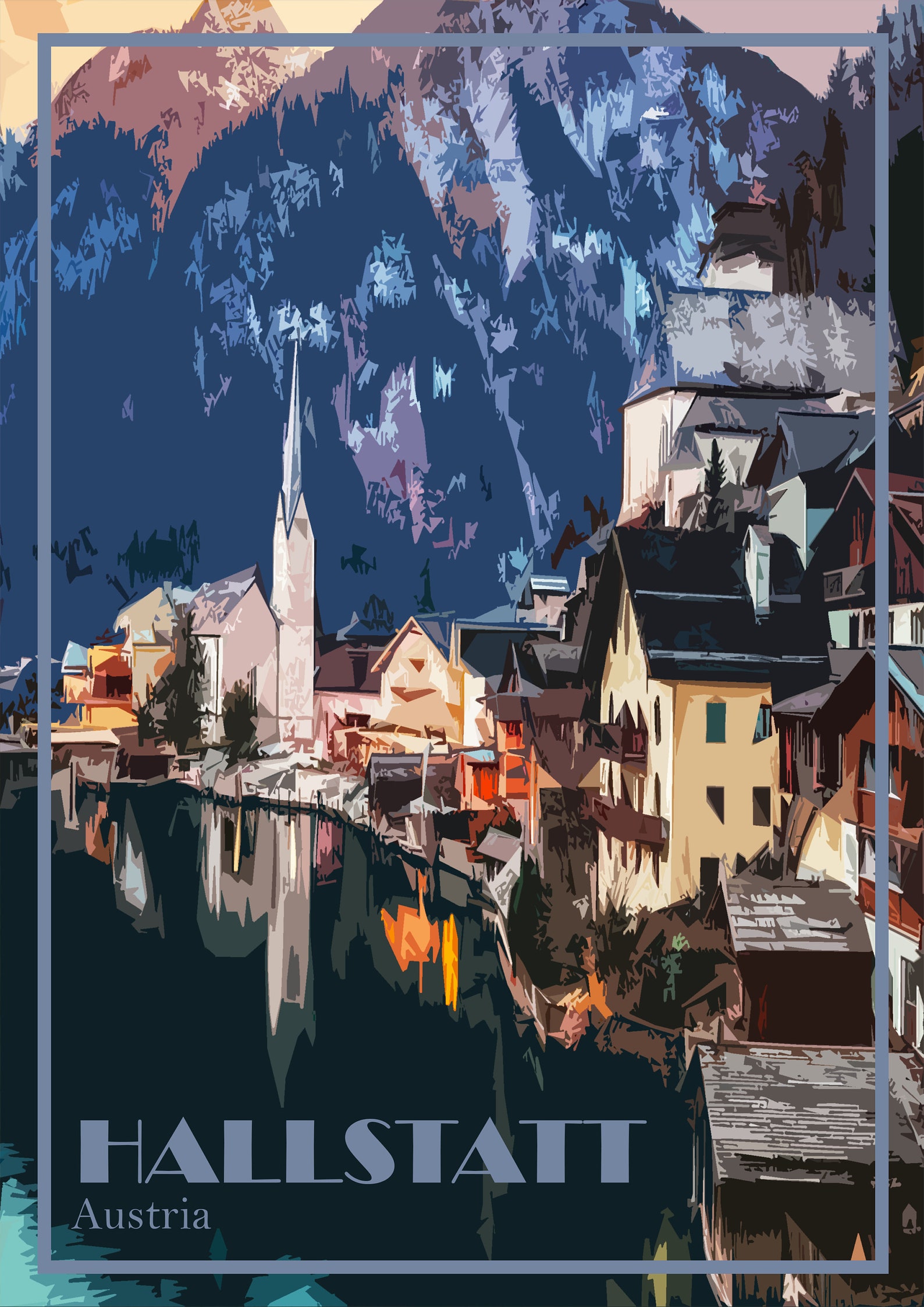 Austria Print Poster Canvas Hallstatt Wall Art Decor Artwork - Etsy