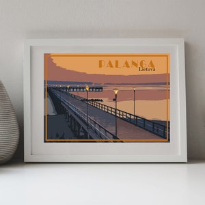 Palanga imprimir cartel lienzo Lituania impresión Palanga puente vintage estilo arte imagen regalo casa decoración retro pared aptunas Neptunas
