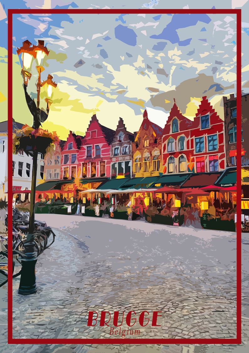 Brugge Print Belgium Poster Canvas Vintage Travel Poster Wall Etsy
