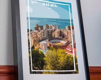 Malaga Print Poster Canvas Spain Artwork print poster art Picture Holiday Gift Home decor Vacation Souvenir Retro Print Travel Vintage