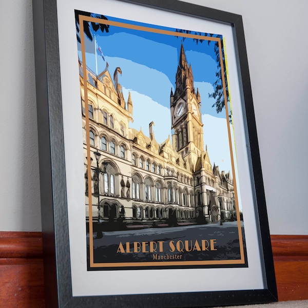 Manchester Print Poster Canvas Albert Square Poster Wall Art Decor Artwork holiday gift Home Decor Vacation Souvenir Retro Travel vintage