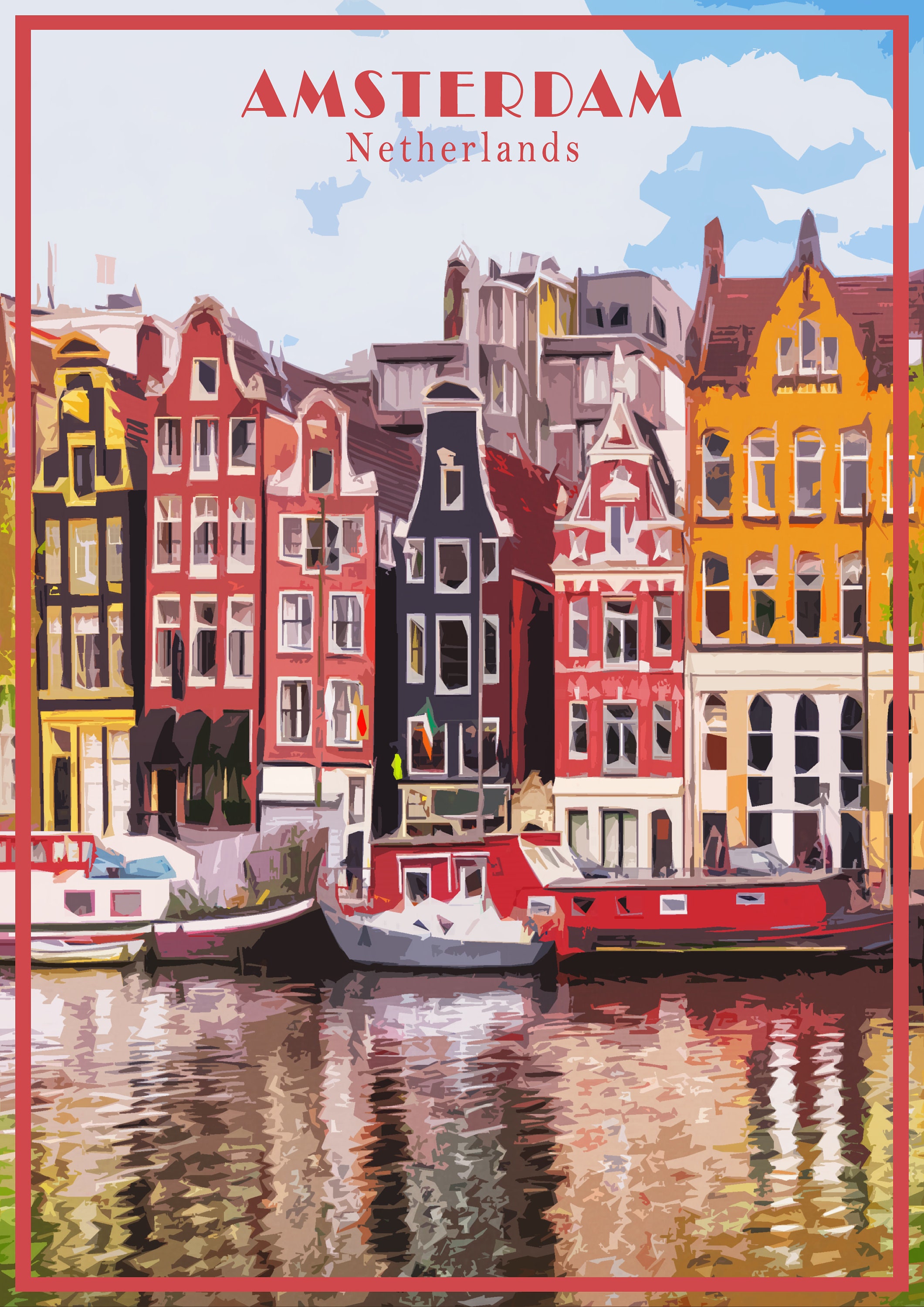 Amsterdam Print Poster Denmark Canvas Gift wall decor Vintage Etsy