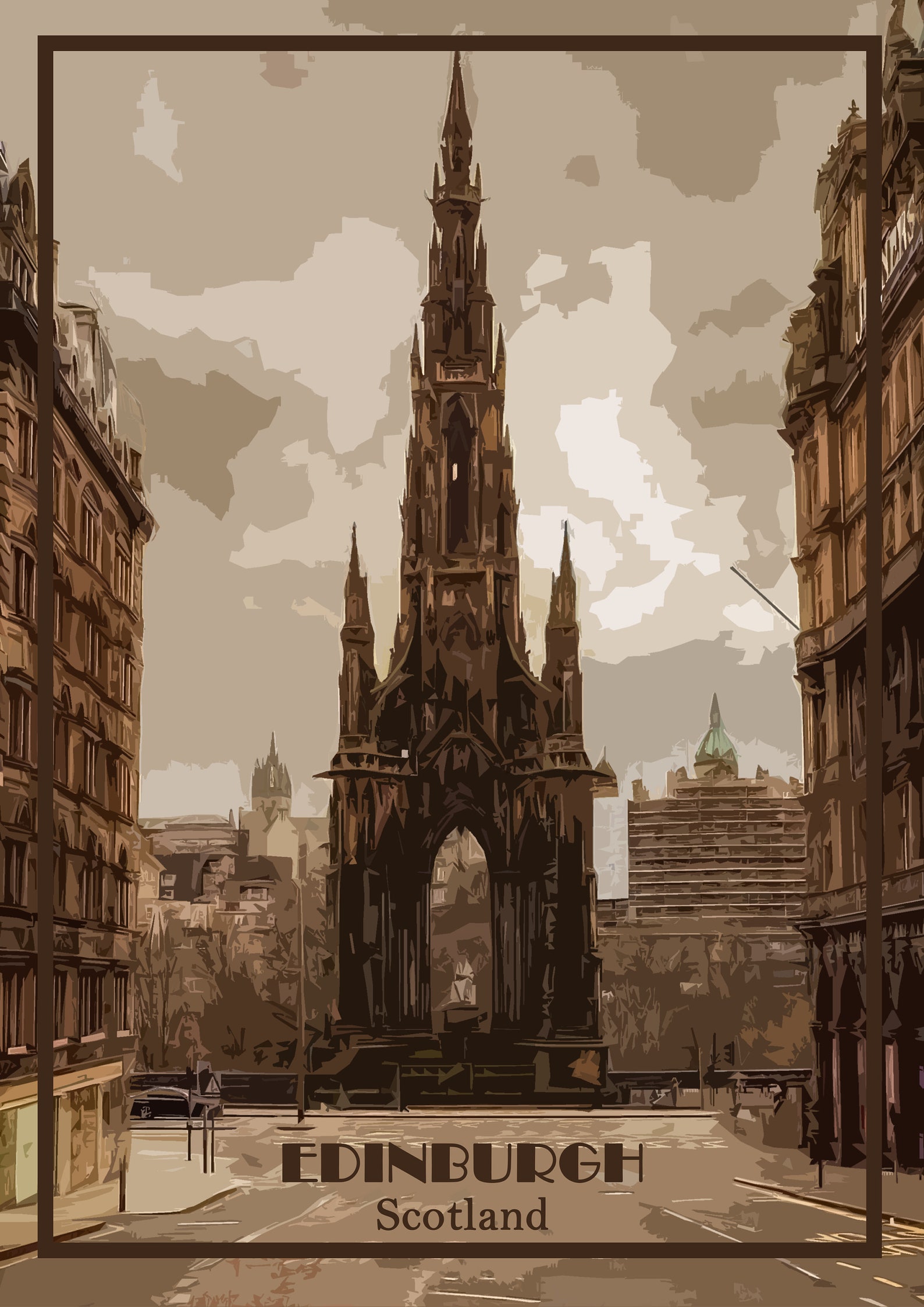 Edinburgh Print Poster Canvas Wall Art Paint Scotland Artwork Etsy