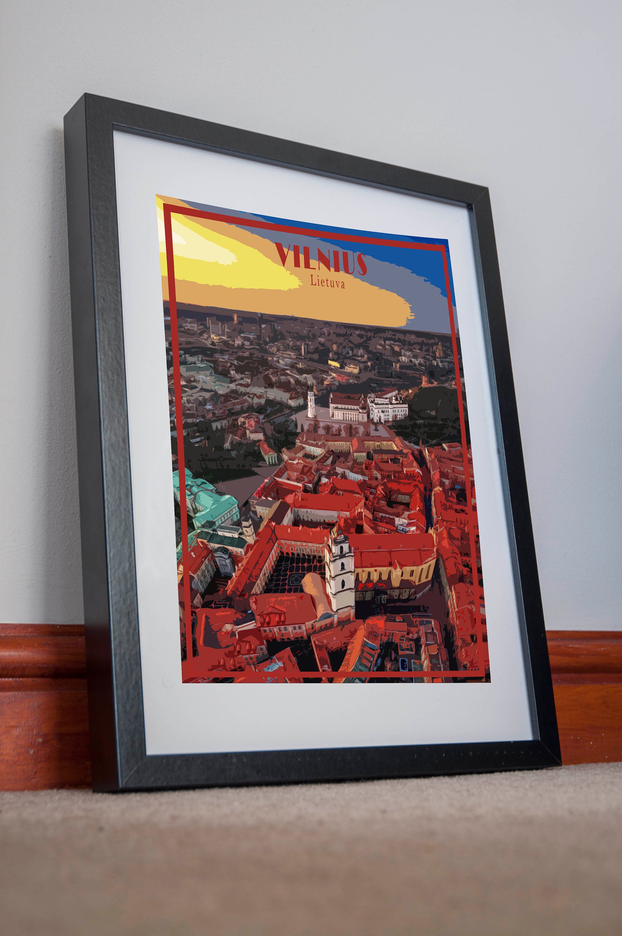 Vilnius Print Poster Lithuania Canvas Gediminas Tower Vintage Etsy UK