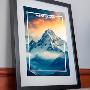Mont Blanc-Druck Plakat Leinwand Alpen Frankreich Italien Leinwand Vintage Reise Poster Wand Kunst Dekor Affiche Bild Urlaub Geschenk Souvenir