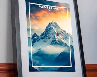 Mont Blanc Print Poster Canvas Alps France Italy canvas Vintage Travel Poster Wall Art Decor Affiche Picture Holiday Gift Souvenir