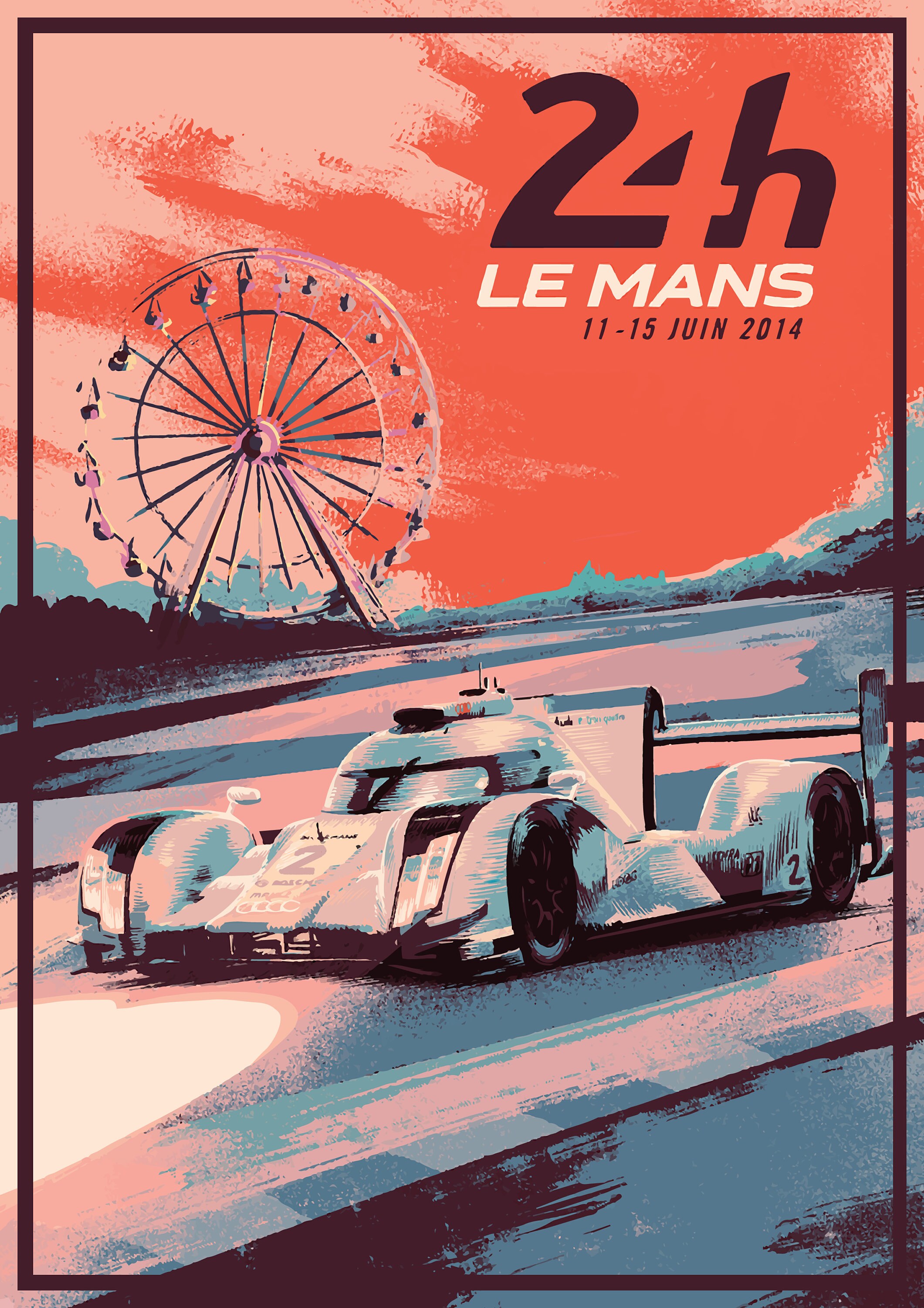 Le Mans 24h Audi Print Poster Canvas 2014 Audi Winner Finish Vintage ...